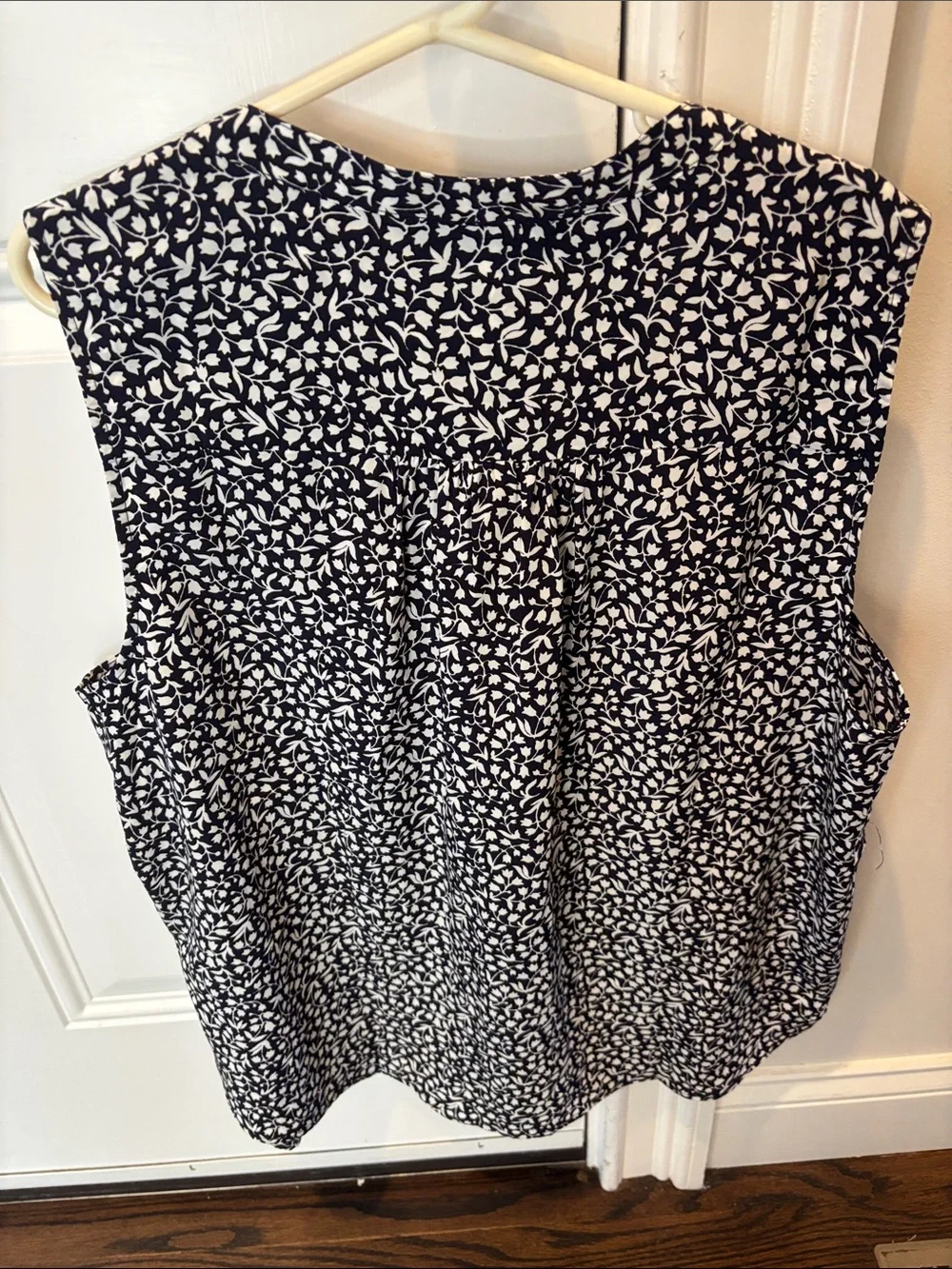 J. Crew Navy and White Leaf-Print Sleeveless Camisole